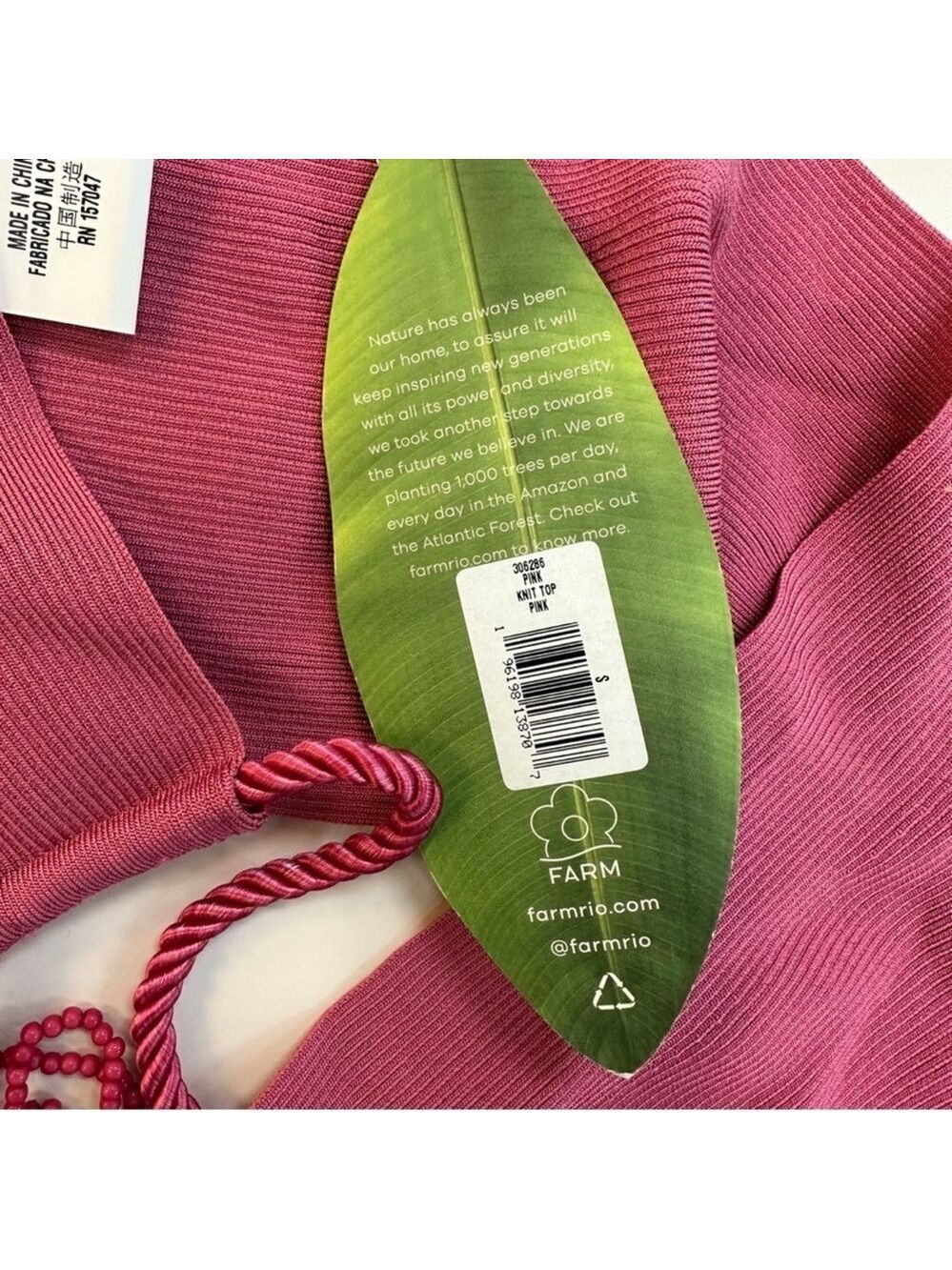 NWT FARM Rio Pink Knit Top - Picture 5 of 7